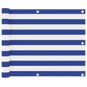 Toldo para balcón tela oxford blanco y azul 75x300 cm