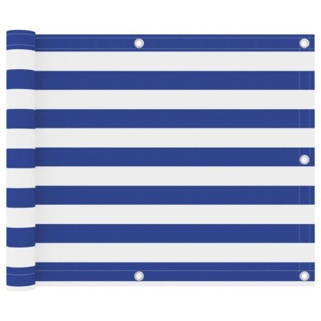 Toldo para balcón tela oxford blanco y azul 75x300 cm