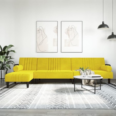 Sofá cama en forma de L terciopelo amarillo 260x140x70 cm by , Sofas - Ref: Foro24-3157246, Price: 366,53 €, Discount: %