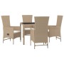 Set comedor de jardín 5 pzas con cojines ratán sintético beige by , Garden sets - Ref: Foro24-3157568, Price: 547,90 €, Disco...