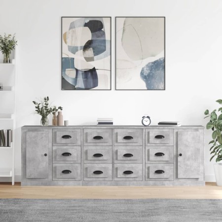 Aparadores 3 piezas madera contrachapada gris hormigón von , Sideboards - Ref: Foro24-3185291, Preis: 321,51 €, Rabatt: %