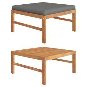 Footstool with dark gray cushion solid teak wood by vidaXL, Modular outdoor sofas - Ref: Foro24-316113, Price: 94,42 €, Disco...