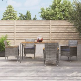 Set comedor de jardín 5 piezas con cojines ratán sintético gris de , Conjuntos de jardín - Ref: Foro24-3187366, Precio: 451,5...