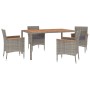 Set comedor de jardín 5 piezas con cojines ratán sintético gris von , Gartensets - Ref: Foro24-3187366, Preis: 451,51 €, Raba...