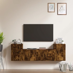 Set de muebles de TV 4 pzas madera contrachapada roble ahumado de , Muebles TV - Ref: Foro24-3188547, Precio: 142,76 €, Descu...