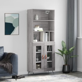 Aparador alto madera contrachapada gris sonoma 69,5x34x180 cm de , Aparadores - Ref: Foro24-3189291, Precio: 140,66 €, Descue...