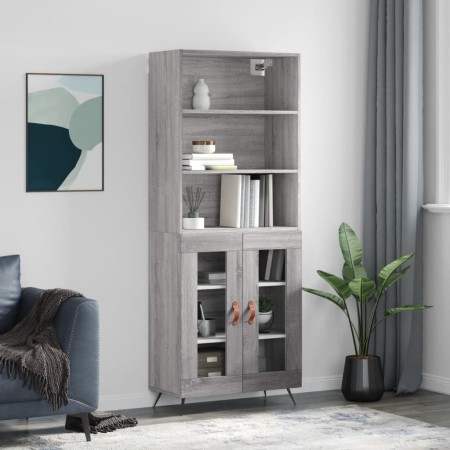 Aparador alto madera contrachapada gris sonoma 69,5x34x180 cm de , Aparadores - Ref: Foro24-3189291, Precio: 152,74 €