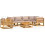 Set muebles de jardín 7 pzas madera maciza y cojines gris taupé de , Conjuntos de jardín - Ref: Foro24-3155274, Precio: 935,0...