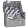Silla Strandkorb con cojines ratán sintético madera azul blanco de , Tumbonas - Ref: Foro24-318660, Precio: 296,67 €, Descuen...