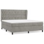 Cama box spring con colchón terciopelo gris claro 180x200 cm