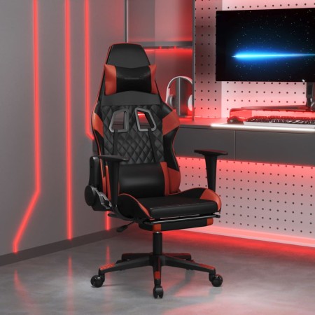 Silla gaming masaje reposapiés cuero sintético negro rojo tinto by , Gaming chairs - Ref: Foro24-345529, Price: 123,63 €, Dis...