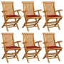 Sillas de jardín 6 uds madera maciza de teca con cojines rojos von , Gartenstühle - Ref: Foro24-3062547, Preis: 473,03 €, Rab...