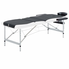 Camilla de masaje plegable 3 zonas aluminio negro y blanco by , massage tables - Ref: Foro24-110236, Price: 159,67 €, Discoun...