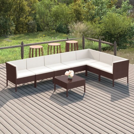 Set muebles de jardín 8 pzas y cojines ratán sintético marrón von , Gartensets - Ref: Foro24-3094427, Preis: 688,90 €, Rabatt: %