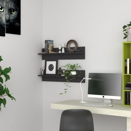 Estante de pared 2 uds madera contrachapada gris 80x11,5x18 cm by , Shelves and shelves - Ref: Foro24-807337, Price: 19,14 €,...