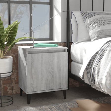 Mesitas de noche con patas de metal gris Sonoma 40x30x50 cm de , Mesitas de noche - Ref: Foro24-813119, Precio: 58,20 €, Desc...