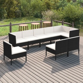 Set de muebles de jardín 9 pzas cojines ratán sintético negro von , Gartensets - Ref: Foro24-3094404, Preis: 826,26 €, Rabatt: %