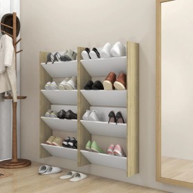 Zapateros de pared 4uds contrachapada blanco y roble 60x18x60cm von , Schuhregale und Schuhorganisatoren - Ref: Foro24-806731...