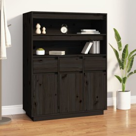 Aparador alto de madera maciza de pino negro 89x40x116,5 cm de , Aparadores - Ref: Foro24-818219, Precio: 208,23 €, Descuento: %