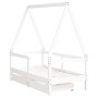 Estructura cama niños con cajones madera pino blanco 70x140 cm de , Cunas y camas para niños - Ref: Foro24-834472, Precio: 15...