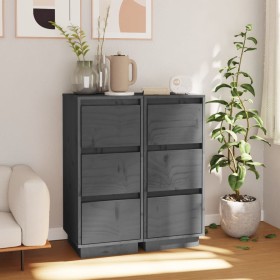 Aparador 2 uds madera maciza de pino gris 32x34x75 cm de , Aparadores - Ref: Foro24-813370, Precio: 101,88 €, Descuento: %