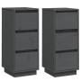 Aparador 2 uds madera maciza de pino gris 32x34x75 cm de , Aparadores - Ref: Foro24-813370, Precio: 101,83 €, Descuento: %