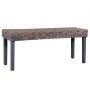Banco de ratán kubu y madera maciza de mango gris 110 cm de , Bancos de comedor y cocina - Ref: Foro24-285789, Precio: 88,06 ...