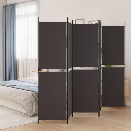 Biombo divisor de 5 paneles de tela marrón 250x180 cm by , Room dividers - Ref: Foro24-350219, Price: 56,87 €, Discount: %