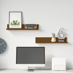 Estantes de pared 2 uds madera de pino marrón miel 50x11x9 cm by , Shelves and shelves - Ref: Foro24-823602, Price: 19,02 €, ...