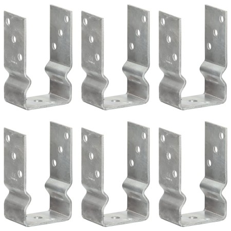 Anclajes de valla 6 uds acero galvanizado plateado 8x6x15 cm by , Spikes for anchoring in the ground - Ref: Foro24-145330, Pr...