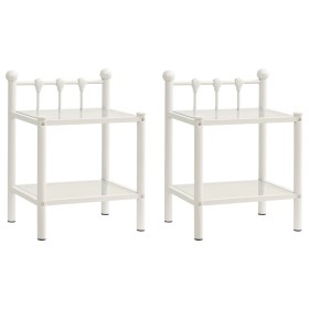 Mesitas de noche 2 unidades metal vidrio blanco y transparente de , Mesitas de noche - Ref: Foro24-325078, Precio: 83,48 €, D...