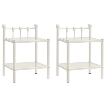 Mesitas de noche 2 unidades metal vidrio blanco y transparente von , Nachttische - Ref: Foro24-325078, Preis: 83,44 €, Rabatt: %