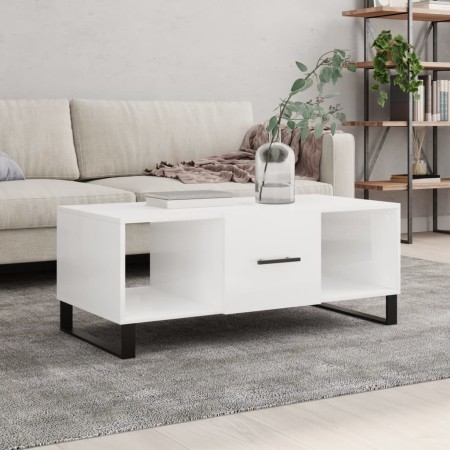 Mesa de centro madera contrachapada blanco brillo 102x50x40 cm de , Mesas de centro - Ref: Foro24-829326, Precio: 59,81 €, De...