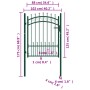 Puerta de valla con picos acero verde 100x125 cm von , Gartentore - Ref: Foro24-146384, Preis: 137,89 €, Rabatt: %