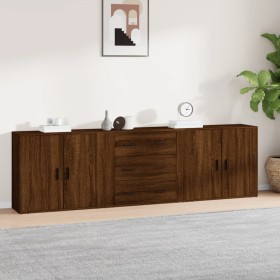 Aparadores 3 piezas madera contrachapada marrón roble by , Sideboards - Ref: Foro24-3185406, Price: 252,65 €, Discount: %