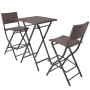 Mesa y sillas de jardín plegables 3 pzs acero poli ratán marrón de , Conjuntos de jardín - Ref: Foro24-42871, Precio: 152,79 €
