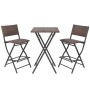 Mesa y sillas de jardín plegables 3 pzs acero poli ratán marrón de , Conjuntos de jardín - Ref: Foro24-42871, Precio: 152,79 €