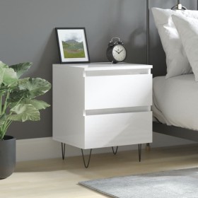 Mesita de noche madera contrachapada blanco brillo 40x35x50 cm de , Mesitas de noche - Ref: Foro24-826880, Precio: 60,19 €, D...