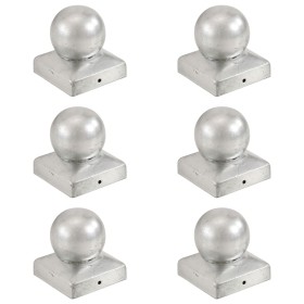 Tapas para postes 6 uds metal galvanizado globo final 71x71 mm by , Accessories for gates and fences - Ref: Foro24-145497, Pr...