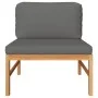Sofá central de madera maciza de teca con cojines gris oscuro von vidaXL, Modulare Sofas für den Außenbereich - Ref: Foro24-3...