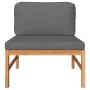 Sofá central de madera maciza de teca con cojines gris oscuro by vidaXL, Modular outdoor sofas - Ref: Foro24-316112, Price: 1...