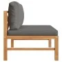 Sofá central de madera maciza de teca con cojines gris oscuro von vidaXL, Modulare Sofas für den Außenbereich - Ref: Foro24-3...