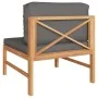 Sofá central de madera maciza de teca con cojines gris oscuro von vidaXL, Modulare Sofas für den Außenbereich - Ref: Foro24-3...