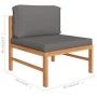 Sofá central de madera maciza de teca con cojines gris oscuro by vidaXL, Modular outdoor sofas - Ref: Foro24-316112, Price: 1...