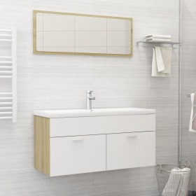 Set de muebles de baño madera ingeniería blanco y roble Sonoma von , Badezimmermöbel - Ref: Foro24-3071347, Preis: 345,33 €, ...