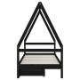 Estructura cama infantil y cajones madera pino negro 90x190 cm by , Cribs and beds for children - Ref: Foro24-834479, Price: ...