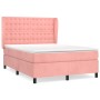 Cama box spring con colchón terciopelo rosa 140x200 cm