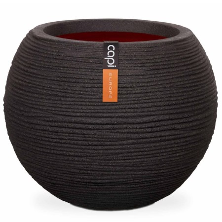 Capi Jarrón Nature Rib redondo negro 40x32 cm KBLR270 by , Pots and planters - Ref: Foro24-424217, Price: 66,74 €, Discount: %