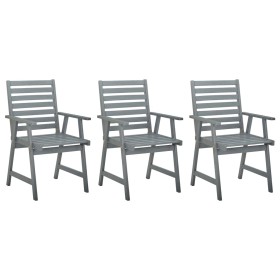 Sillas de comedor de jardín 3 uds madera maciza de acacia gris de , Sillas de jardín - Ref: Foro24-312416, Precio: 260,66 €