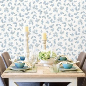 Evergreen Papel pintado Leaves blanco y azul von , Bemaltes Papier - Ref: Foro24-434269, Preis: 31,96 €, Rabatt: %